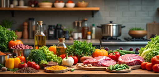 Alimentos em bancada